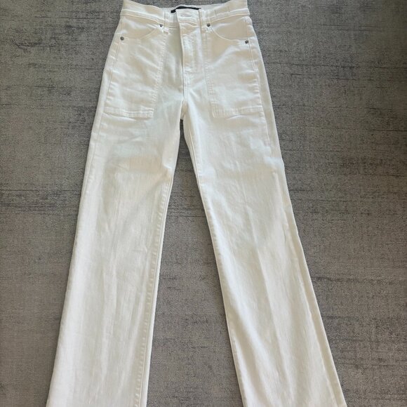 Veronica Beard Crosbie Wide Leg Jeans - High Rise - White